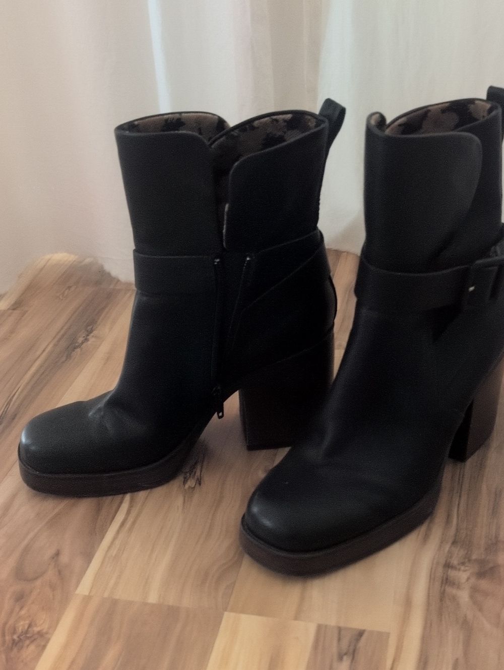 Kork-Ease Black Platform Block Heel Ankle Boots